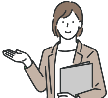 資料を持って案内する女性スタッフのイラスト