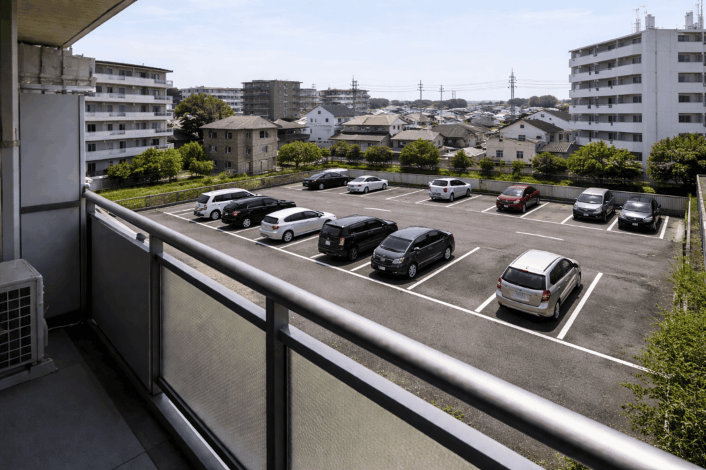 バルコニーの眺望が月極駐車場