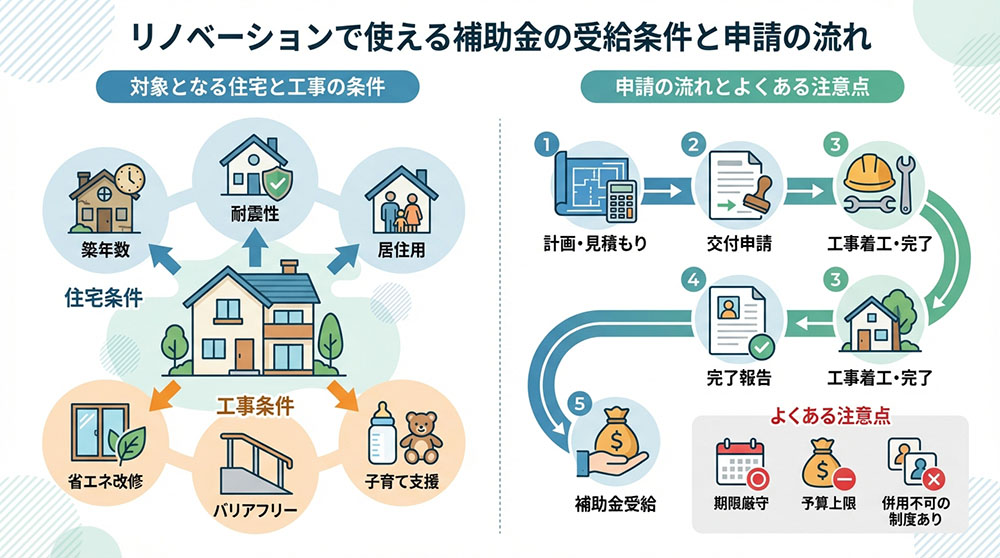 リノベーションで使える補助金の受給条件と申請の流れ
