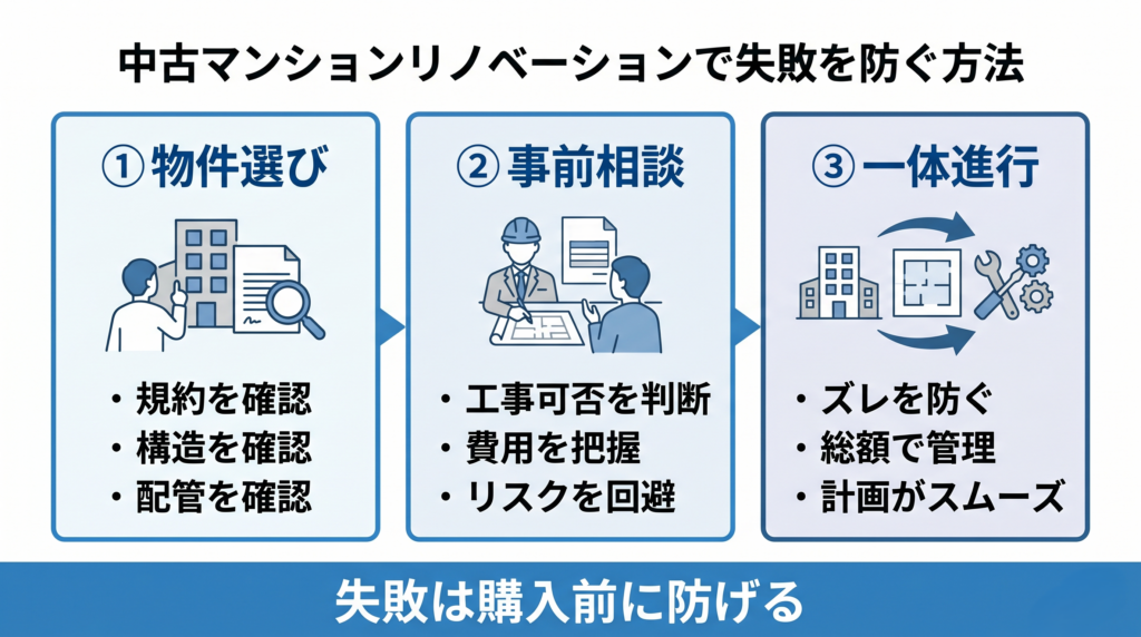 中古マンションリノベーションで失敗を防ぐ方法