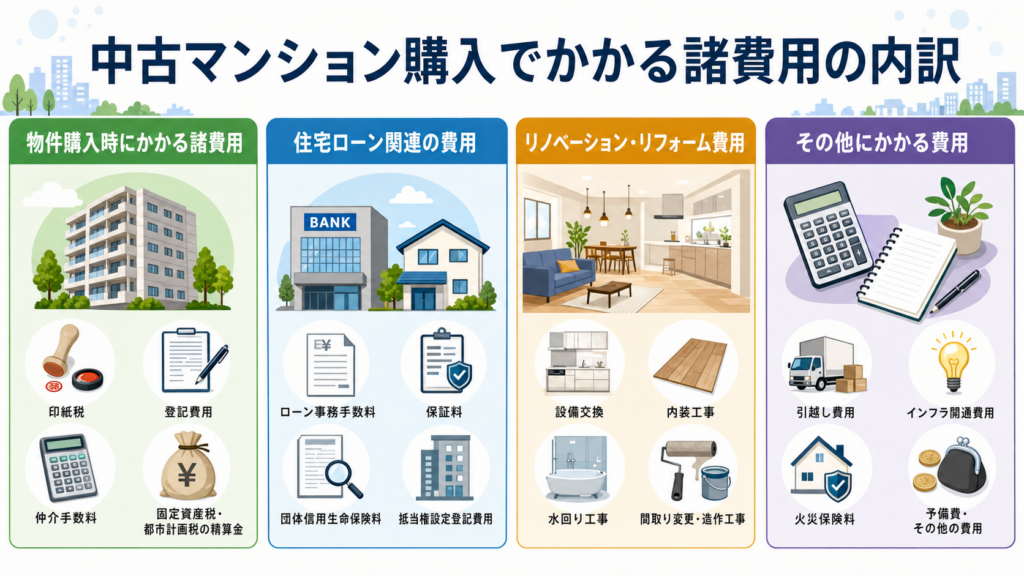 中古マンション購入でかかる諸費用の内訳