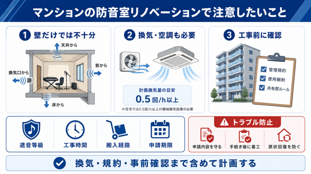 マンションの防音室リノベーションで注意したいこと