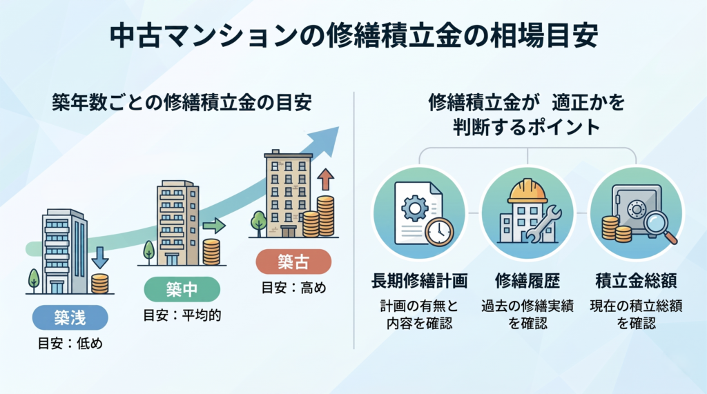 中古マンションの修繕積立金の相場目安