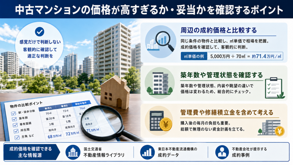 中古マンションの価格が高すぎるか・妥当かを確認するポイント